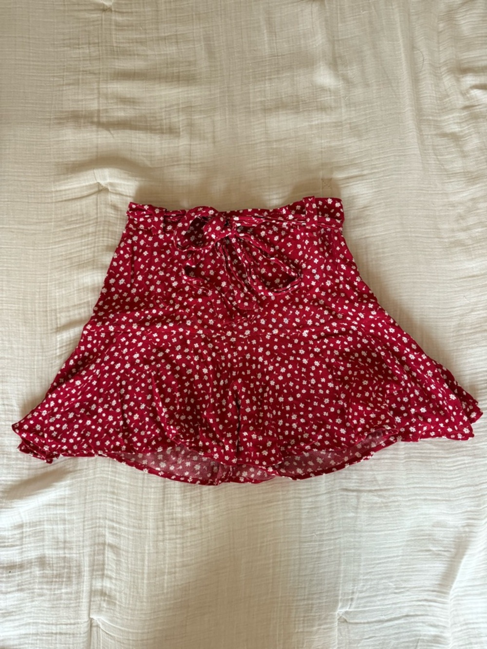 Zara Red Floral Tie-Front Circle Skirt